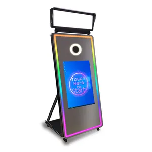 2024 Newest Mirror Photo Booth Selfie Led Frame Portable Touch Screen Magic Mirror PhotoBooth Machine With Camera And Printer