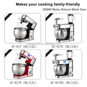 เครื่องผสมอาหารแบบตั้งโต๊ะ <span class=keywords><strong>5</strong></span> in 1 ขนาด 10 ลิตร 2000 วัตต์ 6 ระดับความเร็ว+ปุ่ม Pulse พร้อมโถสแตนเลส หัวเครื่องปรับเอียงได้ สำหรับทำเบเกอรี่ ใช้ในบ้านหรือร้านค้า - Product Image 5