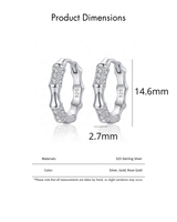 2025 mode 925 bijoux en argent nouveau modèle boucles d'oreilles bambou Huggie Zircon boucles d'oreilles pour les femmes