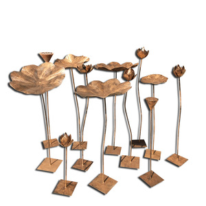 Sculptures de feuilles de lotus en bronze antique, artisanales, décorations artistiques d'extérieur pour piscines d'hôtels et jardins - Product Image 3