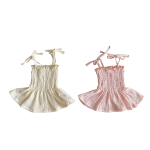 Conjunto de Verano para Niña, Orgánico, de <span class=keywords><strong>Gasa</strong></span> Arrugada, con Top Peplum con Tirantes y Pantalones Anchos, Tallas 0-8 Años - Product Image 3