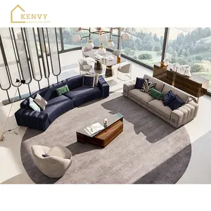 Итальянский современный большой роскошный 3-местный диван, современный секционный диван для гостиной, белая U-образная мебель для гостиной