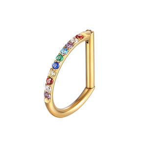 Trang sức titan tùy chỉnh, khuyên mũi hình chữ D bằng titan G23, khuyên vành tai sụn với zircon - Product Image 3