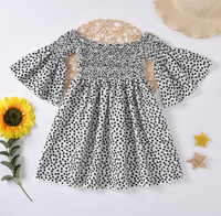 Robe imprimée verte pour filles, robe de princesse respirante en polyester/coton à manches courtes, vêtements à la mode pour enfants, robes pour bébés filles