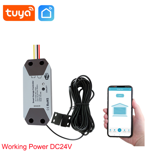 Tuya Smart Life Electric Garage Door Opener Wireless WIFI Remote Control DC12V/24V Supports Alexa & Google Home Voice Control