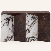Couloir Entrée Forme Géométrique Table Salon Moderne Pierre Naturelle Travertin Console Table