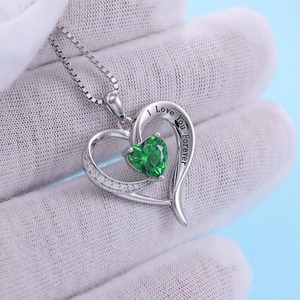 שרשראות לב זירקוניה צבעונית 925 כסף סטרלינג חרוט 'אני אוהב אותך forever' שרשרת תליון בצורת לב לנשים - Product Image 5