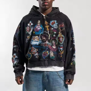 Sudadera con Capucha Casual para Hombre, con Cremallera, Estampado Textil Elaborado con Logotipo Personalizado, Impermeable, Resistente al Viento, con Relieve, Resistente - Product Image 1