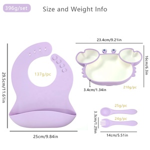 Juego de alimentación de silicona para niños sin BPA, productos para bebés recién nacidos, vajilla de cena segura no tóxica para niños pequeños - Product Image 2