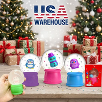 Lot de 60 boules à neige lumineuses LED rondes anti-stress, nouveauté USA, promotion de Noël, jouets sensoriels à presser avec flocons de neige pour cadeau
