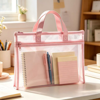 BoYing A4 PVC Clip File Folder Transparent Hand-held Zipper Digital Printing School & Study Storage Document Bag