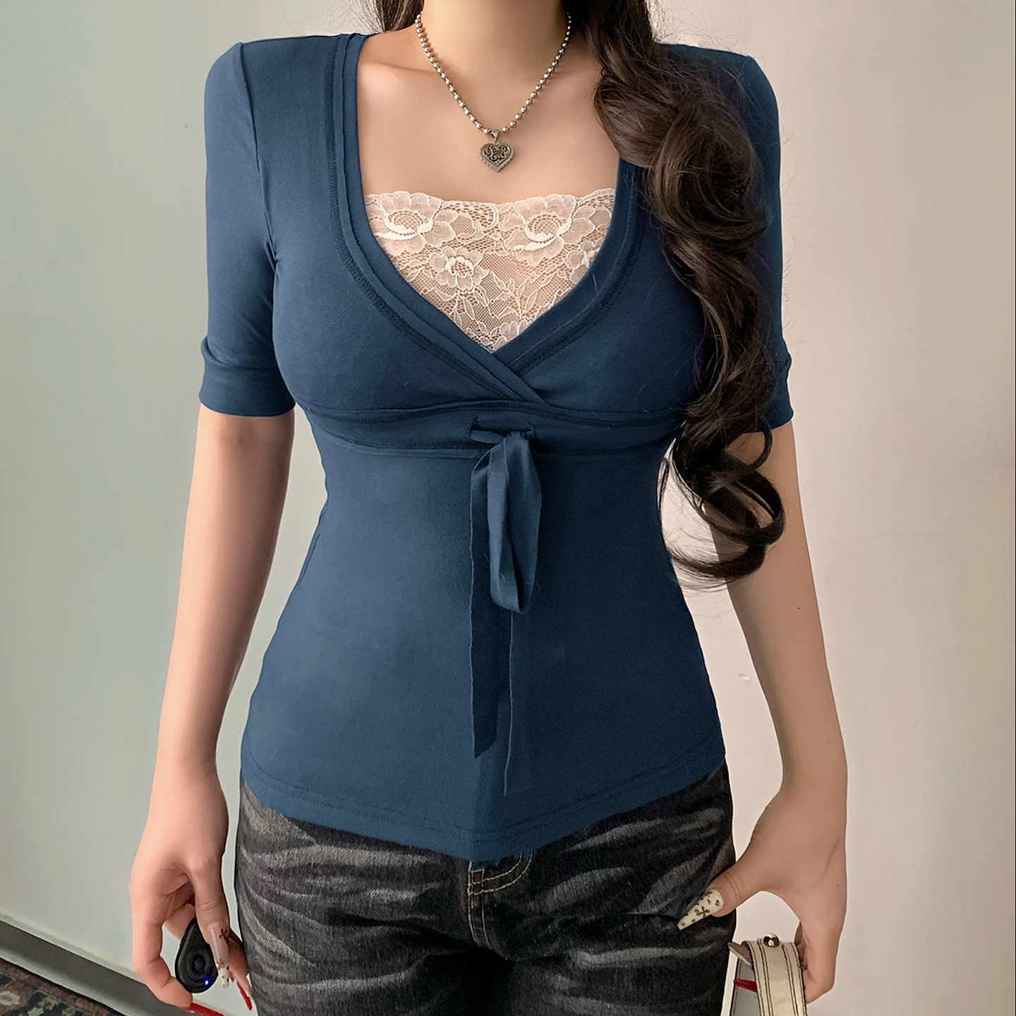 YILON イロン TIE PEPLUM LACE BLOUSE BLUE Buy ELIZABETH PEPLUM BLOUSE | Johnny Was