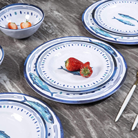 Ensemble de vaisselle en mélamine de qualité commerciale 12 pièces-Assiettes et bols incassables sans BPA Design de luxe occidental pour Dubaï