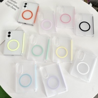 Coque magnétique mate transparente pour Galaxy Z Fold 6 7 8 Ultra, fine et souple, avec options de anneau coloré, pliable, en stock usine