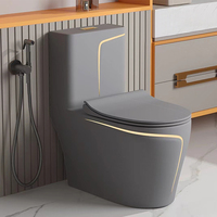 Toilettes à chasse d'eau de style chinois de luxe, toilettes grises de qualité supérieure intégrées, toilettes une pièce à vendre