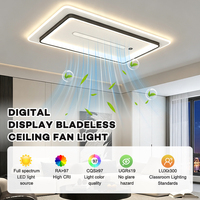 Ventilateur de plafond moderne 50W/58W/96W*2 à montage en surface, moteur DC 220V, 6 vitesses, pour chambre et salle à manger, avec lumière LED et télécommande