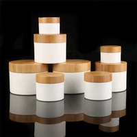 Pot en plastique de bambou écologique de 50 g avec couvercle en bambou blanc, pot de crème de luxe pour le soin du visage, matériau de base en PP