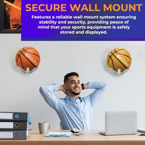 Support mural sécurisé pour ballon de sport en résine blanche de qualité supérieure Hold My Ball pour basket-ball, football, soccer, affichage pour garage - Product Image 5