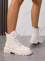 Bottes de combat personnalisées pour femmes, à plateforme épaisse, à lacets, avec fermeture éclair latérale, en cuir PU, bottes décontractées en gros