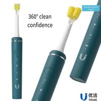 Brosse à dents électrique intelligente LED vert forêt premium, double tête de brosse, rotation à 360 degrés, blanchiment des dents, douce pour un sourire sain