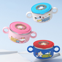 Boîte à lunch isotherme en acier inoxydable pour enfants avec couvercle, sans BPA, conteneur alimentaire thermique avec double poignée, design de dessin animé pour l'école