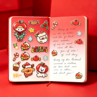 Hojas de Pegatinas Navideñas Ecológicas de PET - Calcomanías Kawaii de Dibujos Animados Resistentes al Agua para Scrapbooking y Decoración de Regalos