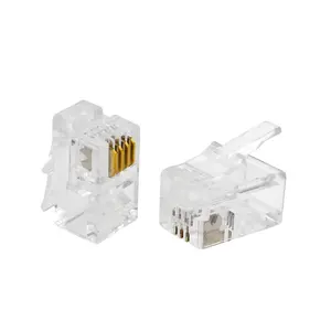 100 pz connettore RJ9 telefono 4pin 4 p4c spina modulare