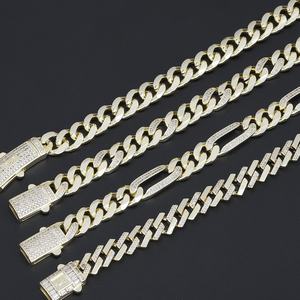 JXX Joyería Hip Hop, Cadena Cubana de Latón Chapado en Oro de 14K de 10mm, Collar de Zirconia para Hombre - Product Image 1