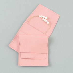 High-End Microfiber Jewelry Bag Envelope Flap Closure Gift Card Pouch Earrings Necklace Organizer Logo Printing - Product Image 3