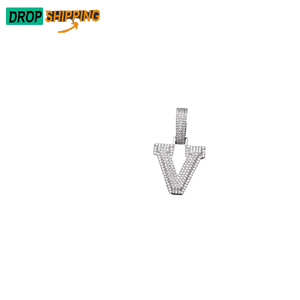 Pendentif lettre V en moissanite plaqué or, argent 925, micro-pavé, style hip-hop, unisexe, pour les fêtes et le quotidien - Product Image 1