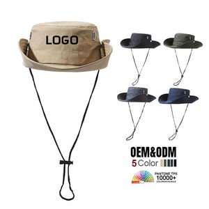 Sombrero de Pescador de Ala Ancha Bordado en 3D con Logotipo Personalizado, Unisex, para Exteriores, Protección Solar, Impermeable - Product Image 1
