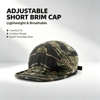 Casquette de camping rétro à 5 panneaux en coton Ripstop à rayures tigrées camouflage pour le camping, la randonnée et les tenues décontractées