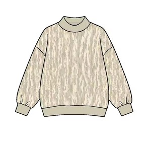 Pull décontracté pour enfants à manches longues, motif camouflage, avec bordure contrastante au col et à l'ourlet, vente en gros - Product Image 3