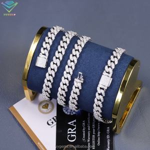 Cadena Cubana de Plata de Ley 925 con Diamantes de Moissanita VVS de 6 mm, 8 mm y 10 mm, Chapada en Oro Real, Joyería Hip Hop - Product Image 3