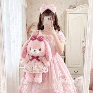 Zaino Peluche Gatto Blu Kawaii <span class=keywords><strong>Yuki</strong></span> con Occhiali, Borsa Morbida in Peluche, Zaino Moda Lolita per Ragazze - Product Image 5