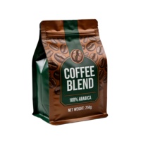 Sachet refermable à fond plat de 250g, mélange de café 100% Arabica, scellé sur huit côtés, pour emballage de grains de café torréfiés et aliments pour animaux de compagnie