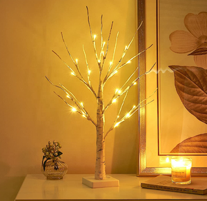 Luz LED para árbol de abedul, iluminación para mesa, bonsái, alimentada por batería, 24 luces Led de Navidad, <span class=keywords><strong>pueblo</strong></span>, árbol de cuervos - Product Image 2