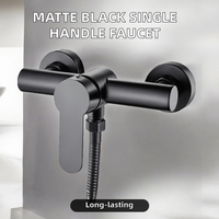 Robinet mural moderne à poignée unique en acier inoxydable pour salle de bain, mitigeur noir pour baignoire et douche avec noyau de valve en céramique
