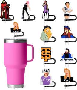 Venta al por mayor encanto accesorios 2D reutilizable PVC a prueba de polvo 10mm pajita para beber Topper <span class=keywords><strong>Taylor</strong></span> Swifting cubierta - Product Image 2
