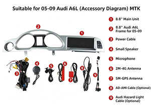 Lecteur multimédia automobile 8,8 pouces CarPlay AUTO pour AUDI A6L 05-09, système d'intelligence automobile Qualcomm 8 cœurs, écran multimédia automobile GPS - Product Image 2