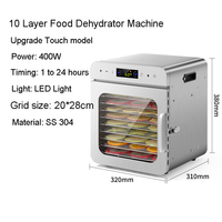 Huishoudelijke Fruit Dehydrator Roestvrij Staal 8 Trays Droger Groenten Gedroogde Rundvlees Jerky Voedsel Dehydrator Machine