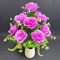 Bouquet de roses artificielles en maille, 12 roses en soie, fleurs décoratives de Chine, simulation de fleurs éternelles pour le festival Qingming
