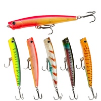 WildTrek Leurre flottant Popper 6,2g 8,5cm, appât dur de surface avec œil laser 3D et double hameçons triples, pour la pêche en eau douce en surface