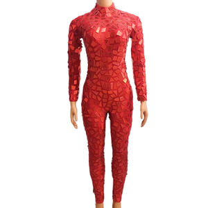 <strong>Red</strong> Mirror <strong>Jumpsuit</strong> <strong>Sequin</strong> Bodysuits Show Wear Club Pole Dance Leotard Plus Size Bodycon Romper Women Party One Piece <strong>Jumpsuits</strong> - Product Image 2