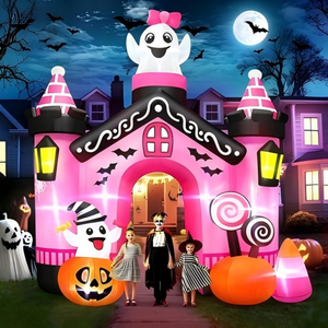 Arche gonflable de Halloween, château gonflable, décoration fantôme effrayant et citrouille, lumières LED, écran de 5m, ventilateur intégré, pour événements extérieurs et <span class=keywords><strong>jardin</strong></span> - Product Image 5