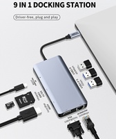 Recci rh09 aluminium PD 100W 9 en 1 type c station d'accueil hub usb-c câble convertisseur vers type c USB 3.0 pour ordinateur portable pc ordinateur
