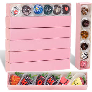 Boîtes cadeaux en chocolat avec couvercle transparent, boîtes à dessert en papier de couleur et de taille personnalisées, emballage alimentaire pour macarons aux fraises, biscuits - Product Image 1