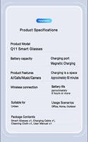 Lunettes Intelligentes Q11 AI avec Caméra HD 4K 8MP, Audio Sans Fil, Verres Photochromiques, Commande Vocale Intégrale – Idéales pour le Marché Européen (Cadeau)