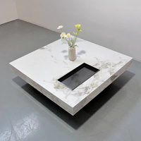 Table basse en quartz blanc - Combinaison carrée - Table basse en marbre - Salon luxueux et haut de gamme