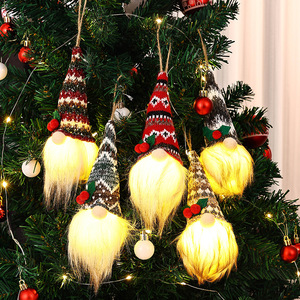 Decoraciones Navideñas, Gorro Tejido con Santa Claus Luminoso y Colgante de Árbol, Decoración de Escena con Muñeco sin Rostro con Luces - Product Image 1